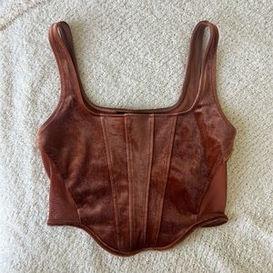 Velvet stretchy corset crop top
